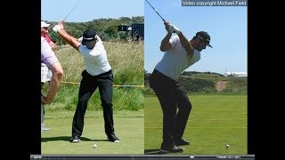 Jon Rahm golf swing  Long Iron faceon amp downtheline July 2017 [upl. by Ahsias]