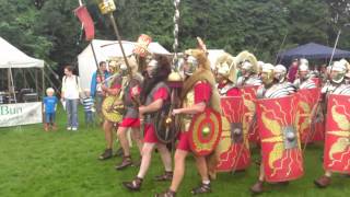 Roman Reenactment at the Amphitheatre in Caerleon Marching In [upl. by Krik629]