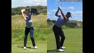 Justin Thomas golf swing  Long Iron faceon amp downtheline July 2017 [upl. by Karas]