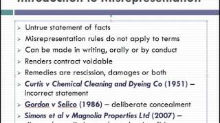 Misrepresentation Lecture 1 of 4 [upl. by Uhile]